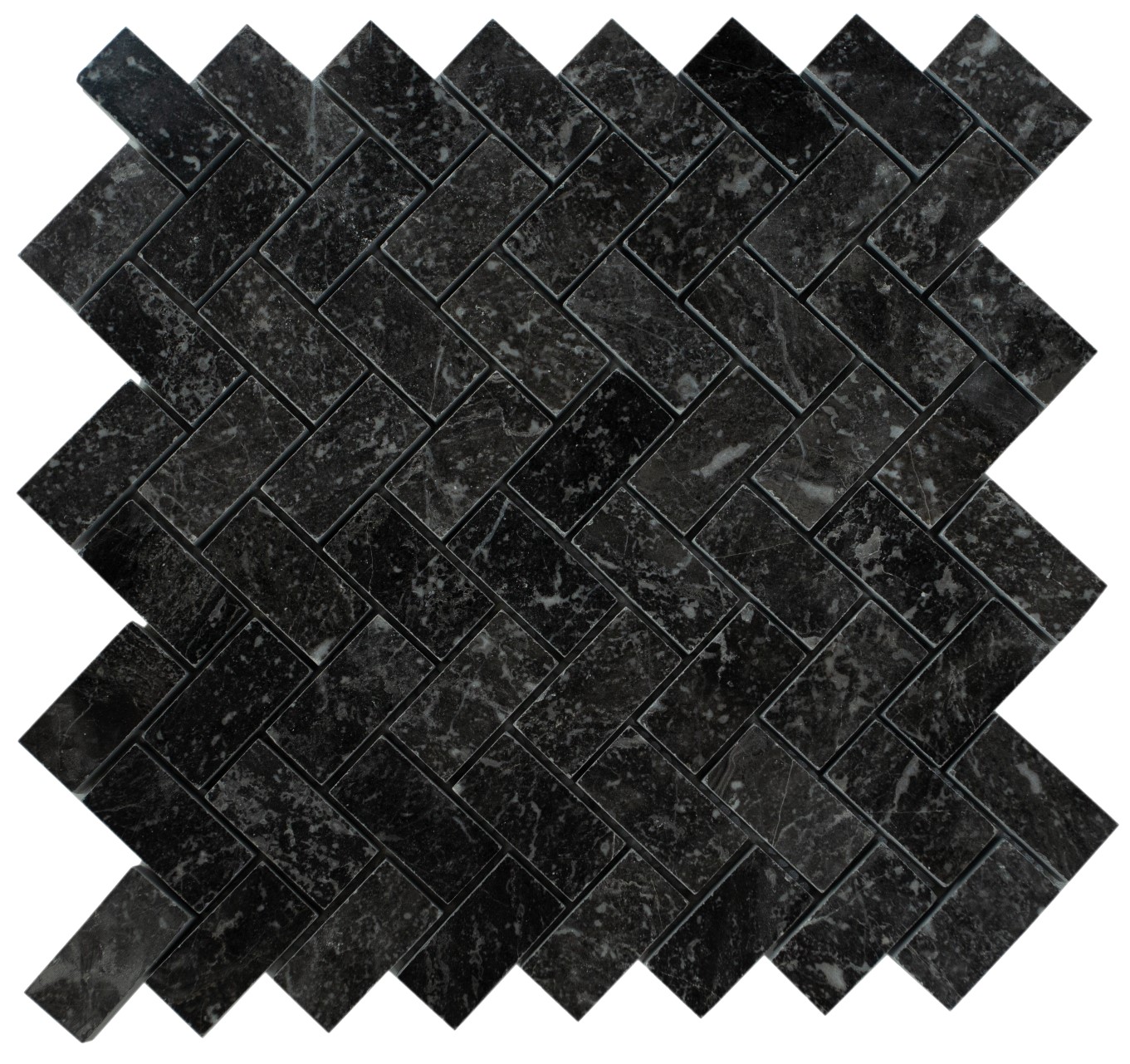 Hurok Marble - Mosaics - Herringbone Silver Black