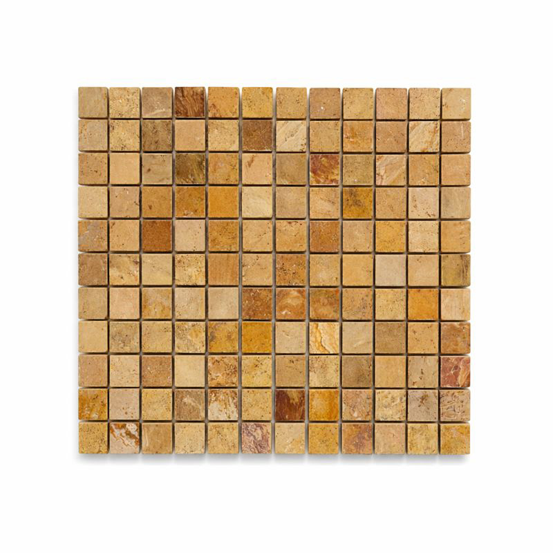 ANTIQUE BLEND TUMBLED TRAVERTINE MOSAIC 1x1
