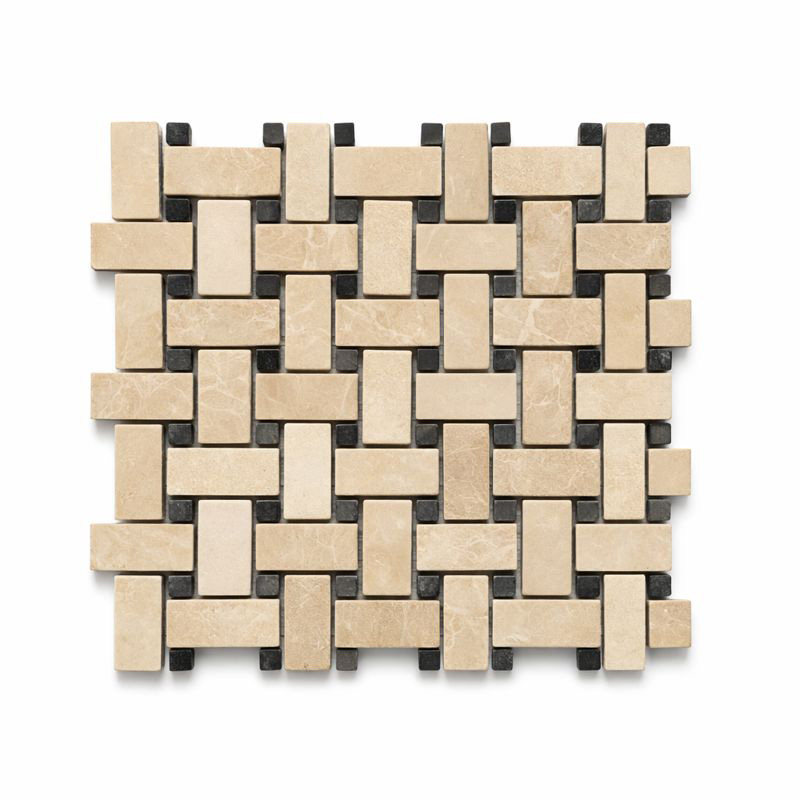BASKET WEAVE SILVER-BOTTICINO TUMBLED MOSAIC