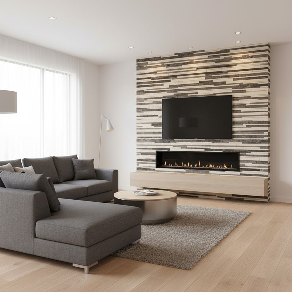 BOTTICINO/SILVER POLISHED LINEAR MOSAIC - Finished