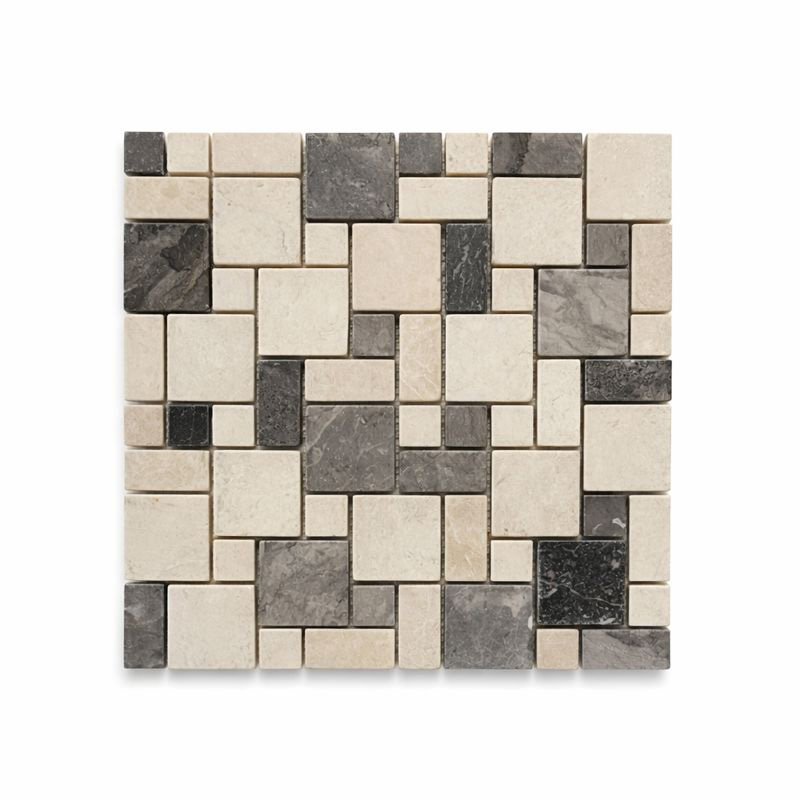 BOTTICINO SILVER TUMBLED MARBLE MOSAIC MINI F/P