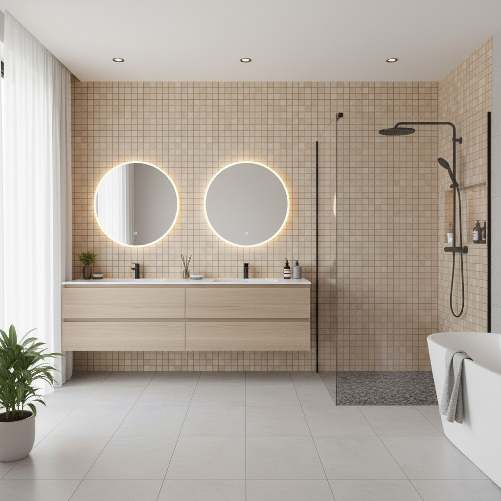 BOTTICINO TUMBLED MARBLE MOSAIC 1x1 - Finished