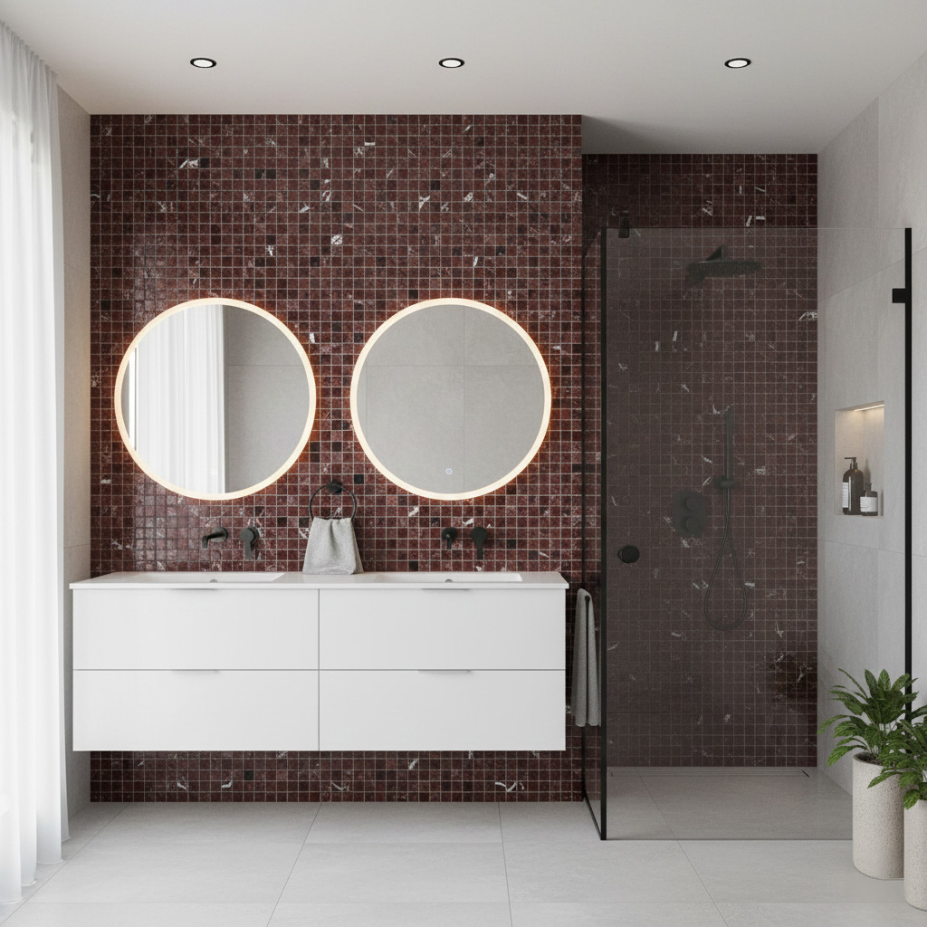 ELAZIG CHERRY POLISHED MARBLE MOSAIC 1 X 1 X 3/8" - Finished