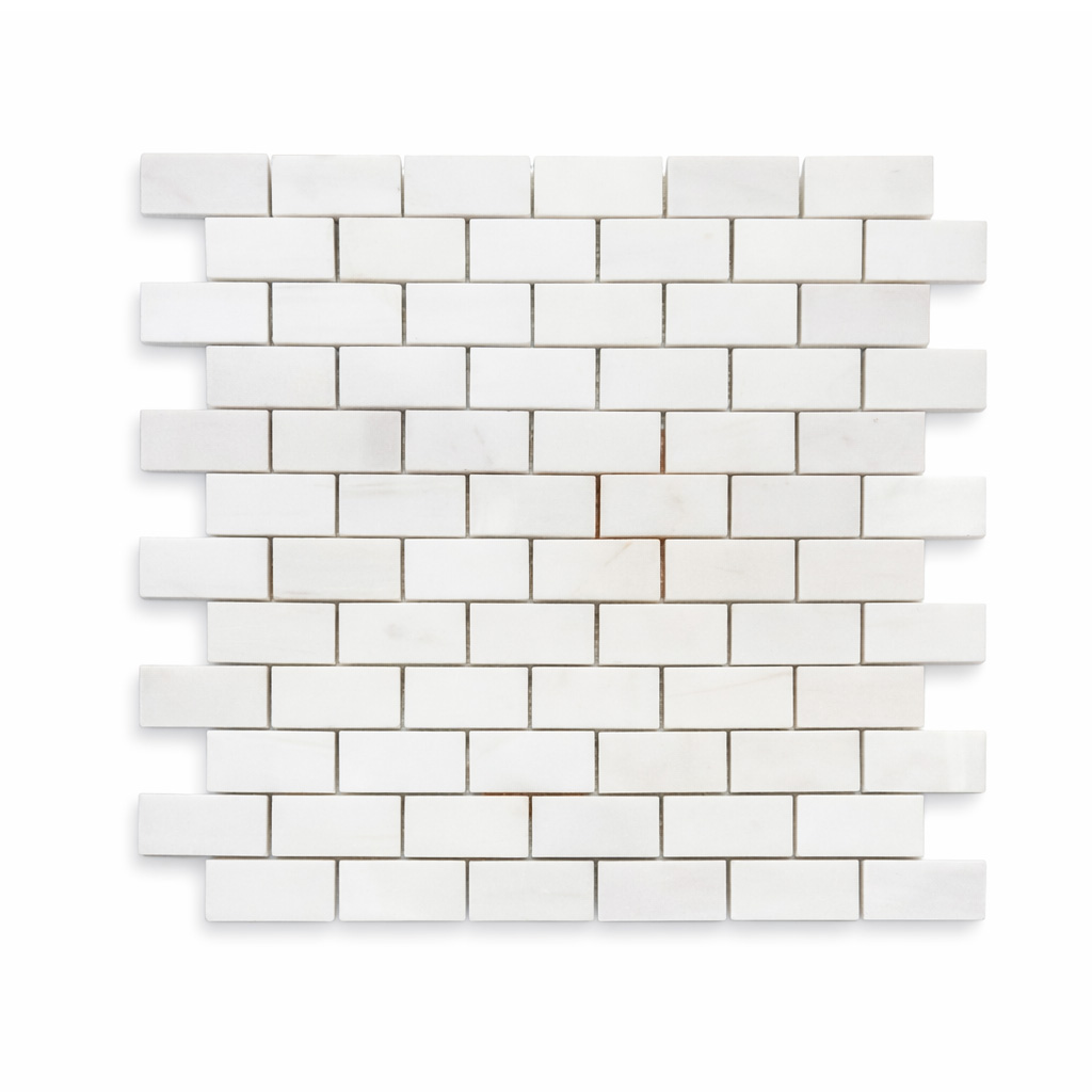 EVEREST WHITE BRICK POLISHED MARBLE MOSAIC 1x2