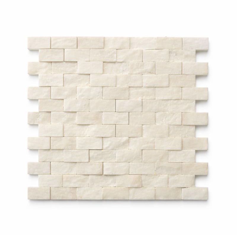 EVEREST WHITE MARBLE SPLIT FACE MOSAIC 1x2