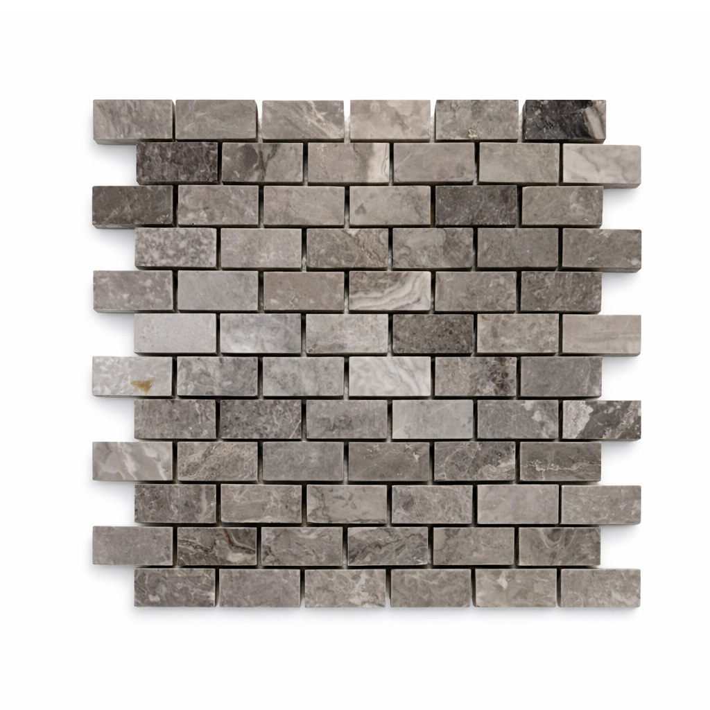 SILVER 75% POLISHED 25% HONED MOSAIC 1x2