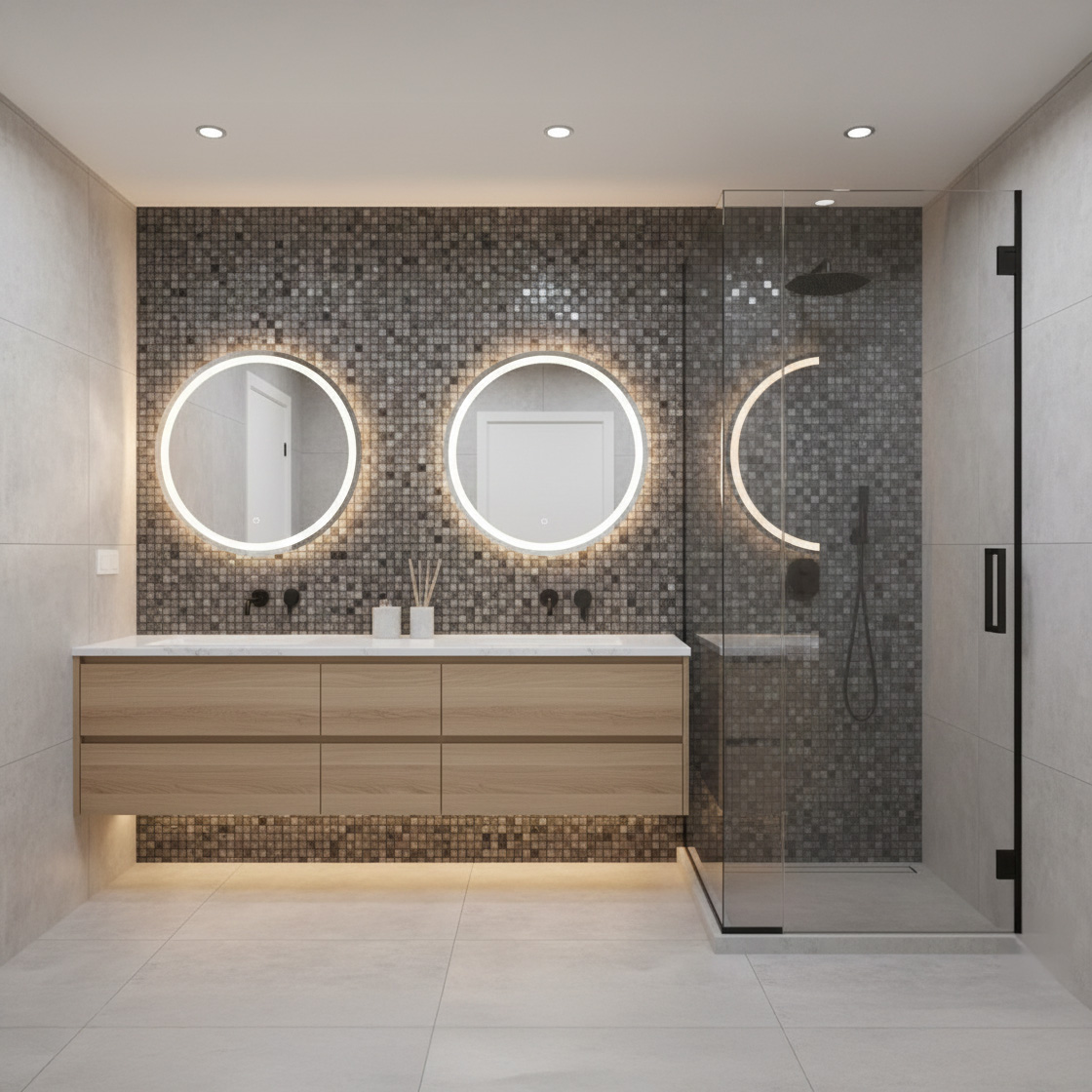 SILVER FANTASY POLISHED MARBLE MOSAIC 1x1 - Finished