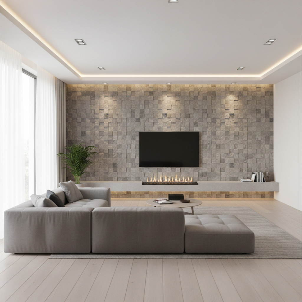 SILVER MARBLE SPLIT FACE MOSAIC 1x1 - Finished