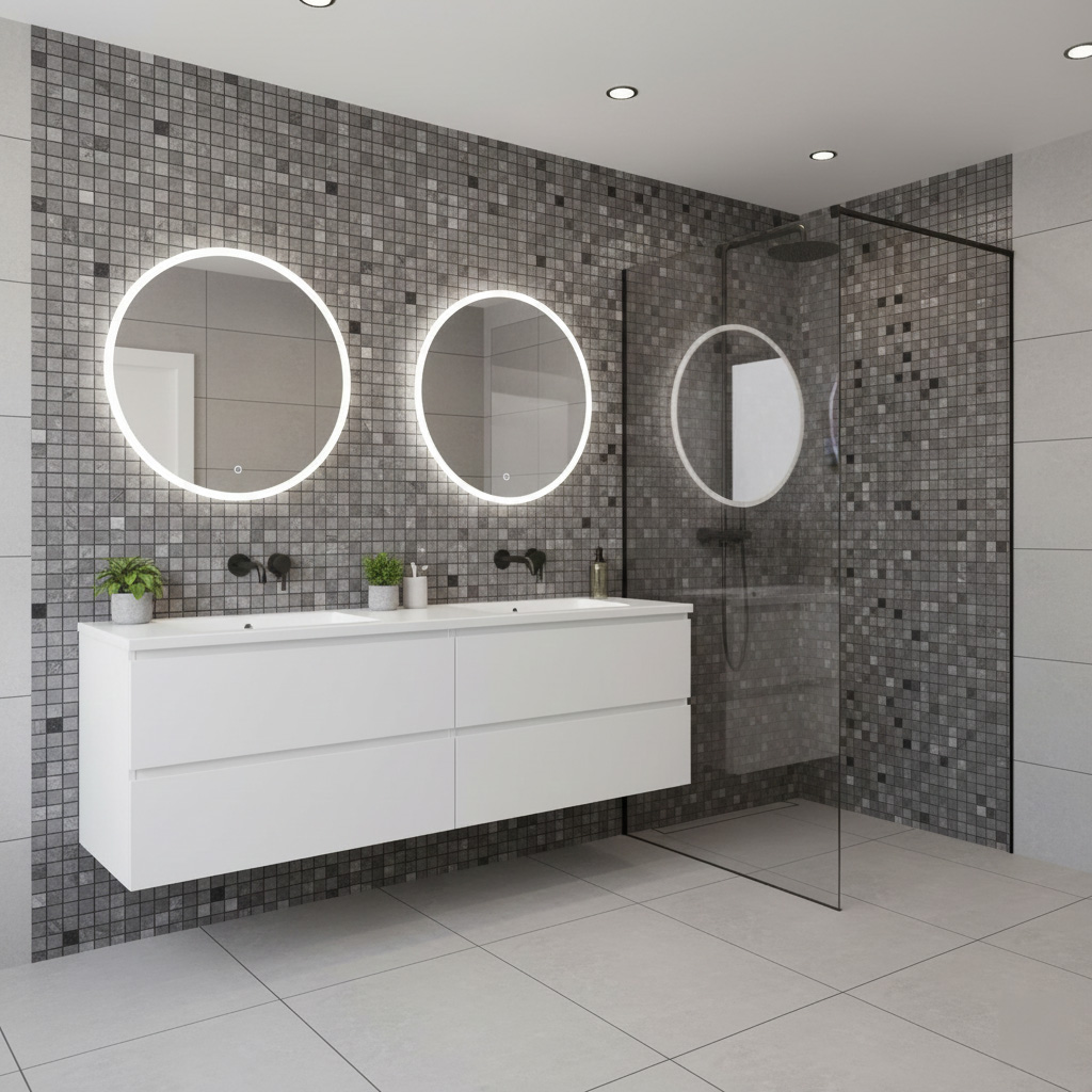 SILVER MARBLE TUMBLED MOSAIC 1x1 - Finished