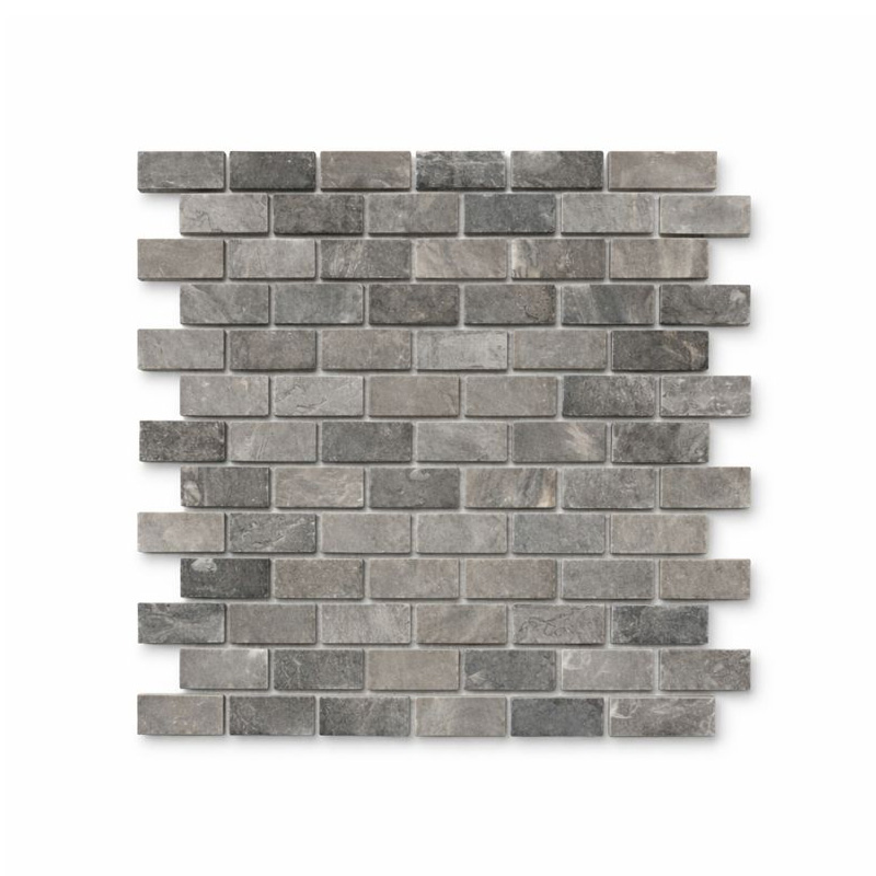 SILVER TUMBLED MARBLE MOSAIC 1x2