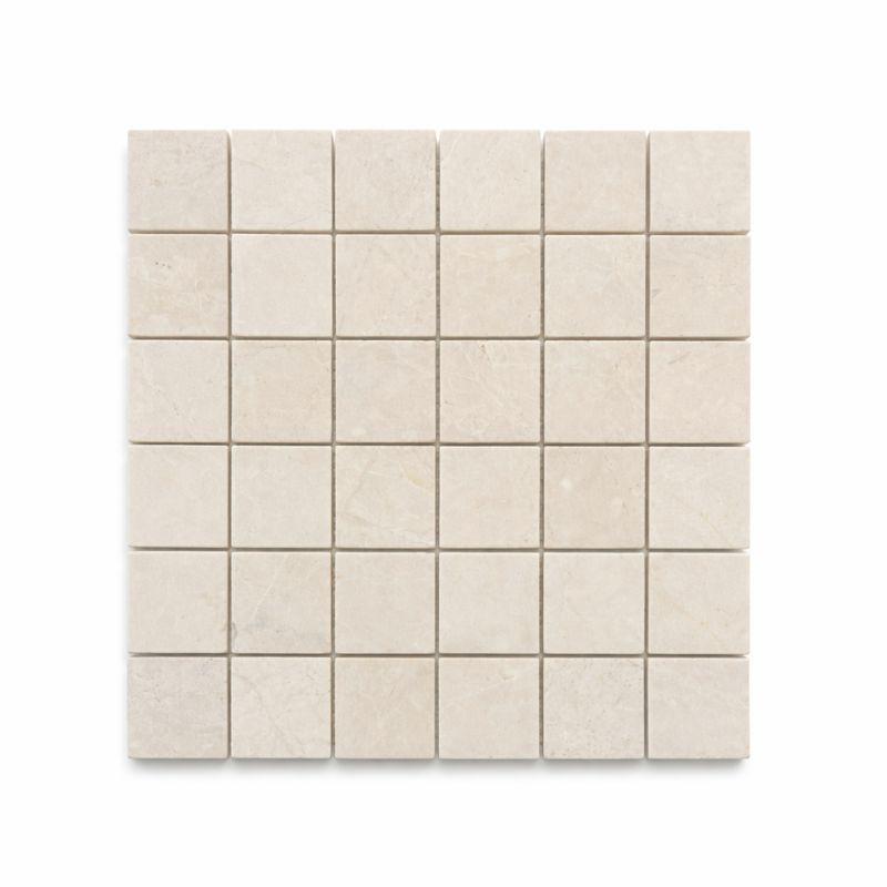 SNOW WHITE HONED MARBLE MOSAIC 2x2